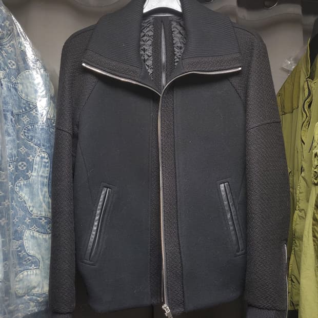 시스템옴므 앞뒤 집업 블루종 트위드 자켓