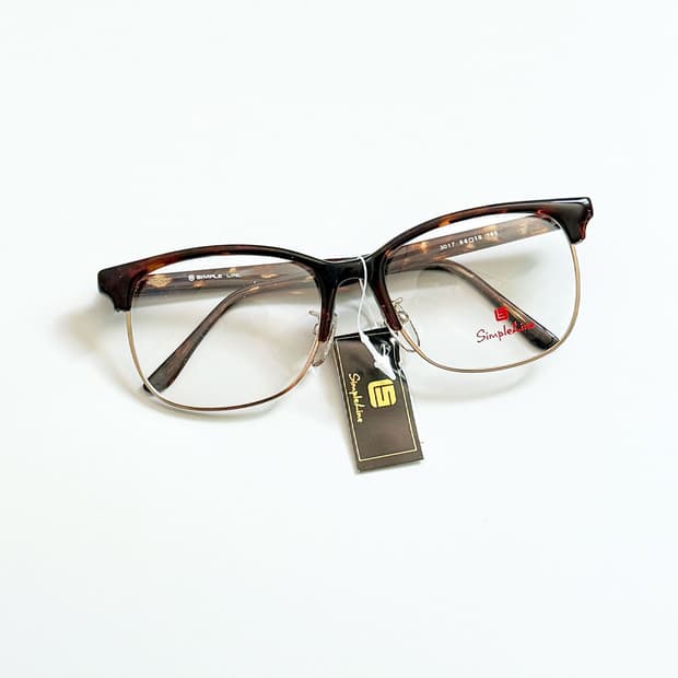 90s SIMPLE LINE 브라운톤 하금테 스퀘어 빈티지 안경