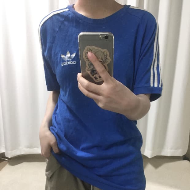아디다스 블루 링거 트렉탑 반팔 티셔츠