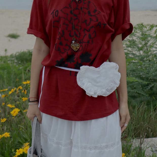 peace flower 반팔 티셔츠 (레드)