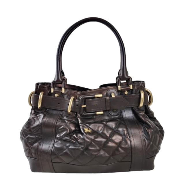 정품 버버리 벨티드 다크브라운 퀼팅 가죽 숄더백