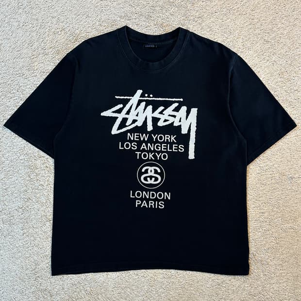 스투시 STUSSY 월드투어 반팔 티셔츠 블랙