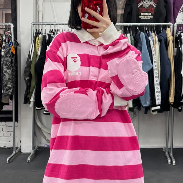 베이프 스트라이프 럭비 롱슬리브