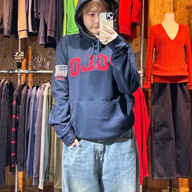 M 폴로랄프로렌 POLO 성조기 네이비 후드티 