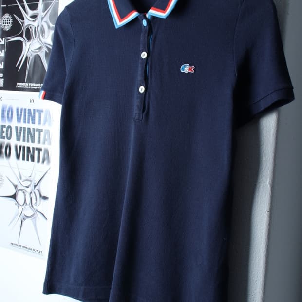 W(L-XL) 라코스테 반팔 카라 티셔츠 스몰로고 네이비-H30381