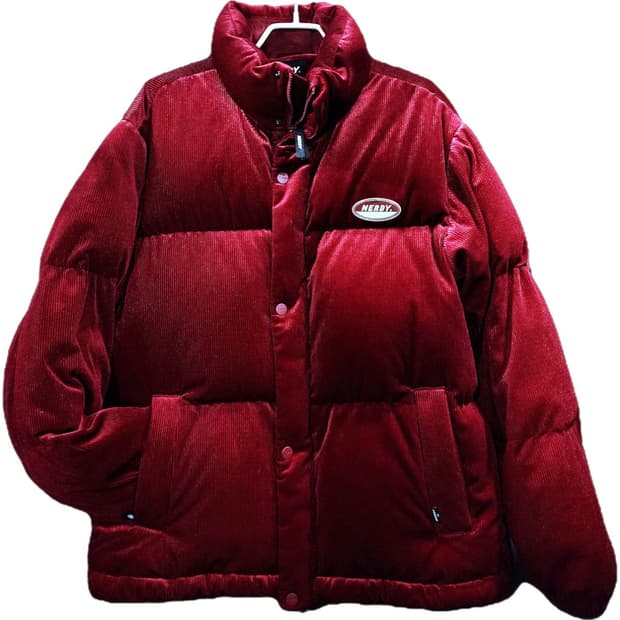 널디 코듀로이 벨벳 다운 패딩 자켓 버건디 S
