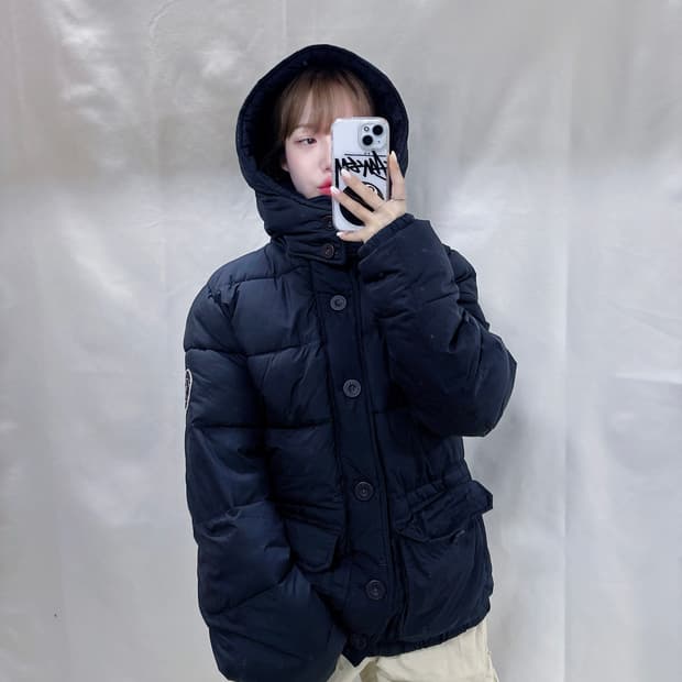아베크롬비 블랙 패치 덕다운 패딩