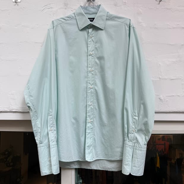 Hugo Boss 민트 그린 커프스 드레스 셔츠 L-XL