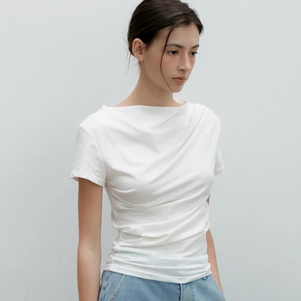 오떼뜨 드레이프 하프 슬리브 티 DRAPE HALF SLEEVE