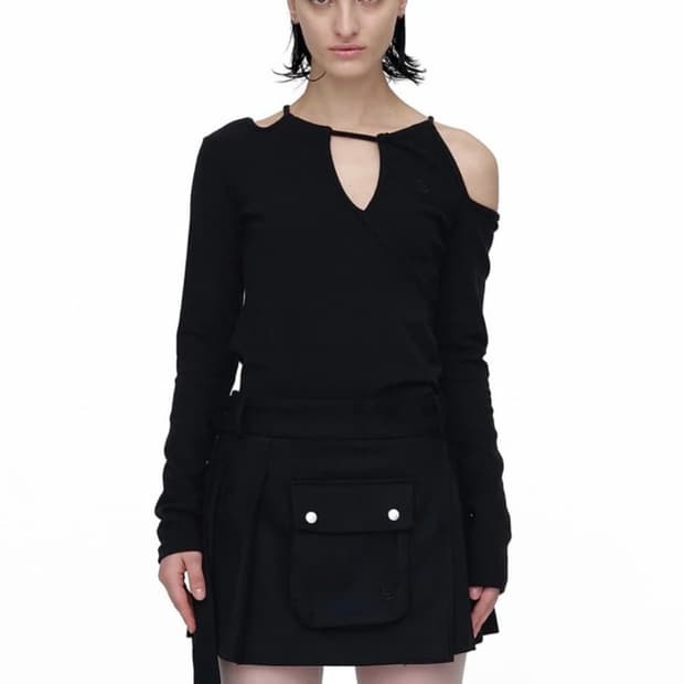 세릭 타이 긴팔 탑 black