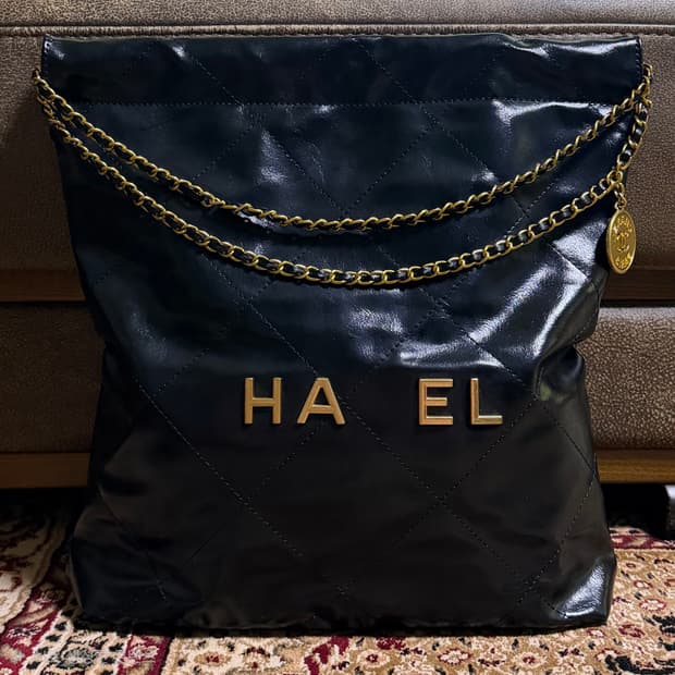 블랙 퀼팅 금장 체인 유광 레더 가죽 토트백 숄더백 쇼퍼백 가방