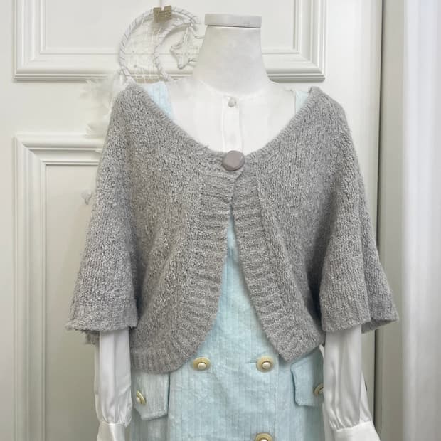 sheergray boucle one-button cape cardiga