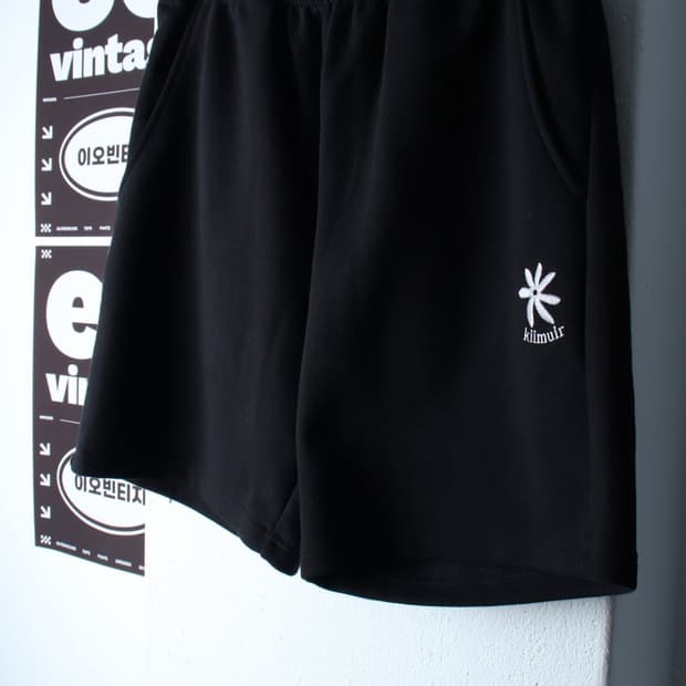 (L-XL) 키뮤어 반바지 팬츠 플라워 밴딩 블랙 올드스쿨-P10482