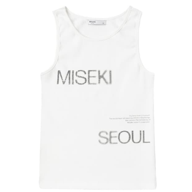 미세키서울 로고 슬리브리스 나시 화이트 Logo crop sleevele