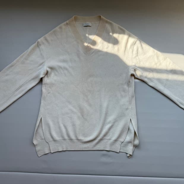 TIME 아이보리 V넥 캐시미어 100 니트 스웨터 브이넥 타임 한섬