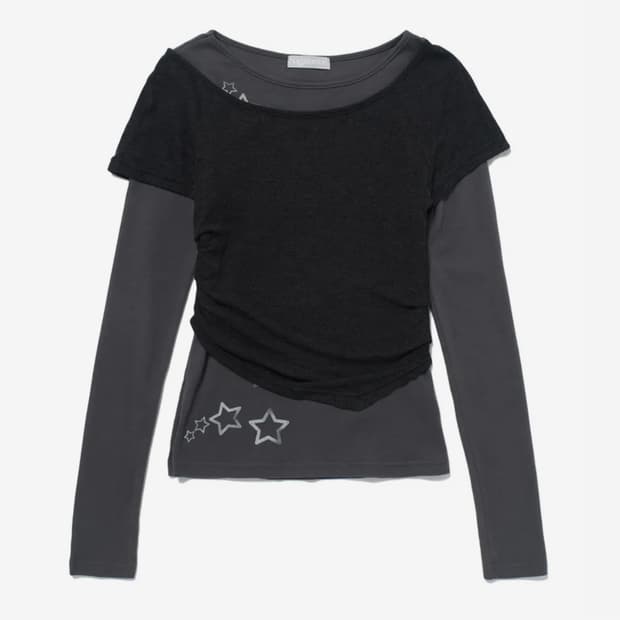 허그유어스킨 레이어드 스타 티셔츠