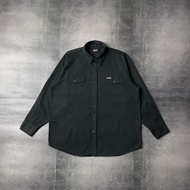 DICKIES 디키즈 빈티지 블랙 스냅버튼 워크 셔츠 A00815