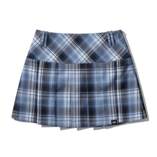 OiOi PLAID PLEATS MINI SKIRT_NAVY CHECK