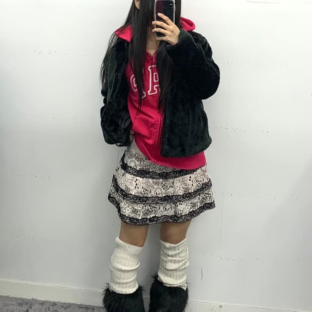 Listen flavor 펑크 레이스 캉캉 미니 스커트