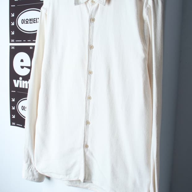 (XL-2XL) 자라 셔츠 남방 아이보리 무지 면 아메카지-H34974