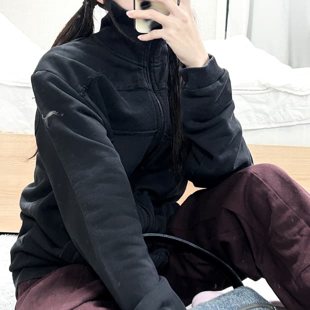 퓨마 페라리 빅로고 블랙 코튼집업