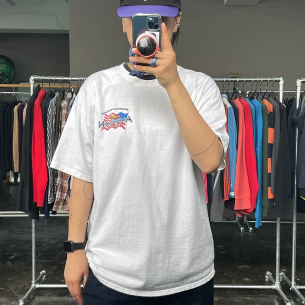 빈티지 레이싱 프린팅 반팔 티셔츠