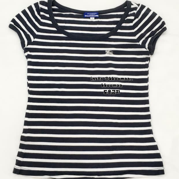 버버리 블루라벨 스프라이트 줄무늬 반팔 티셔츠