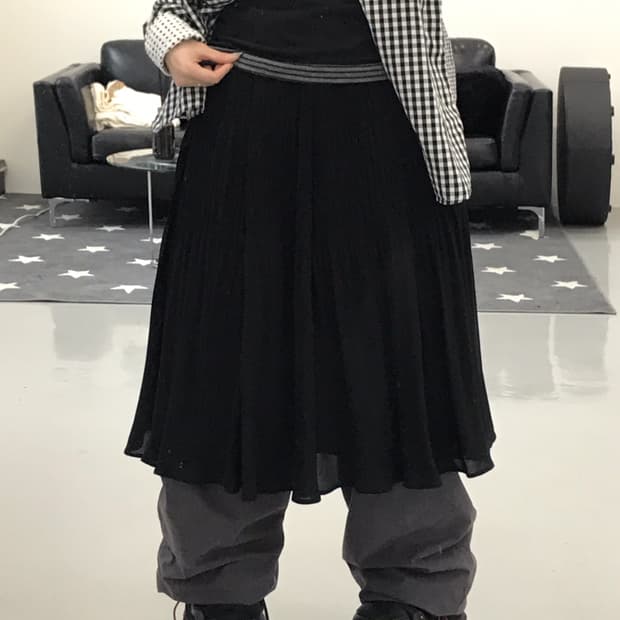 Jpn Black Poly Midi Skirts