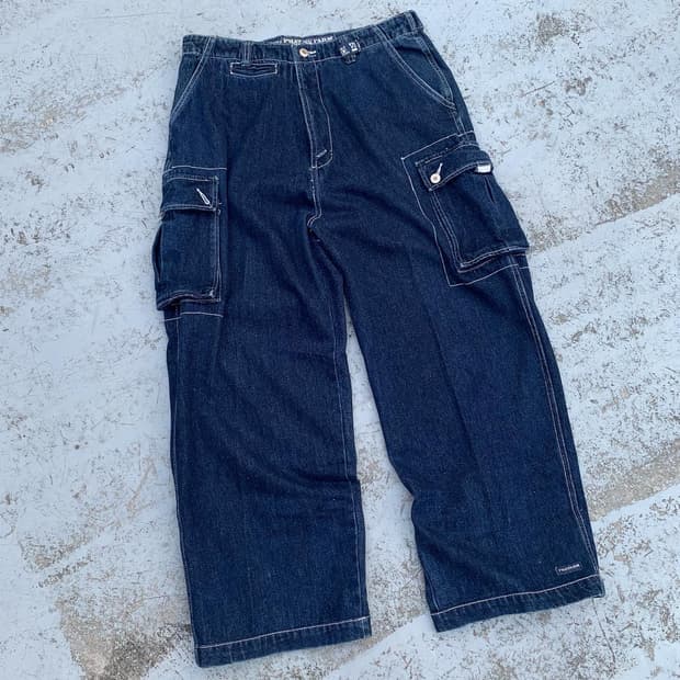 Phat Farm 팻팜 와이드 데님 카고팬츠