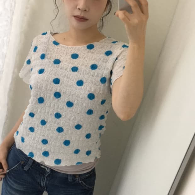 blue dot mesh top