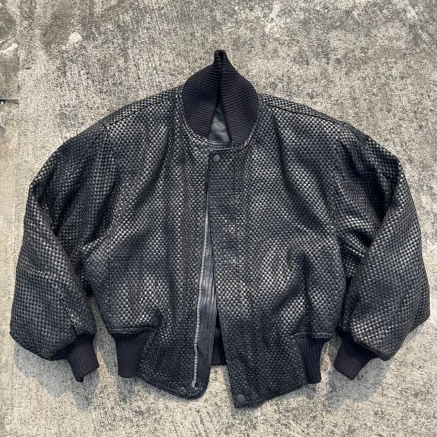 [M~L] Bill Kaiserman 인트레치아토 레더 봄버 자켓