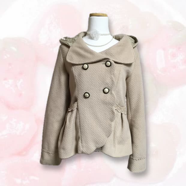 빈티지 엑시즈팜 레이스 후드 코트