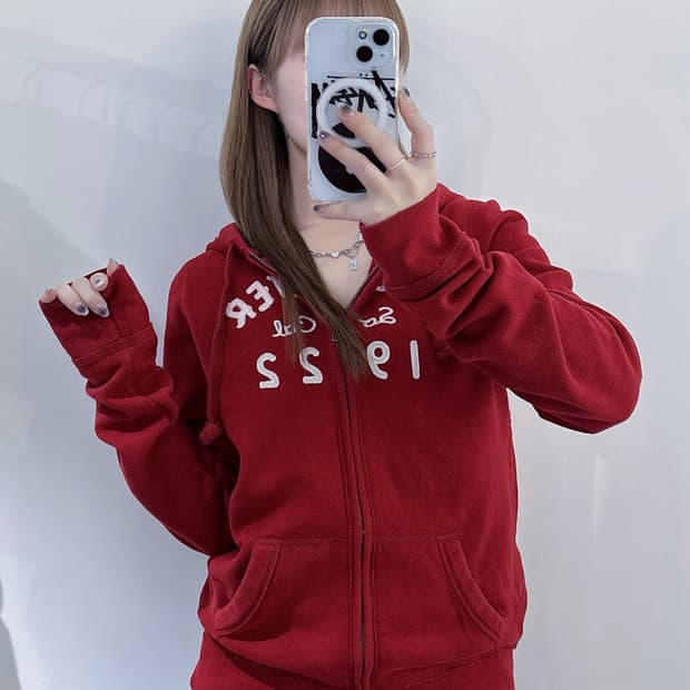 홀리스터 레드 후드집업