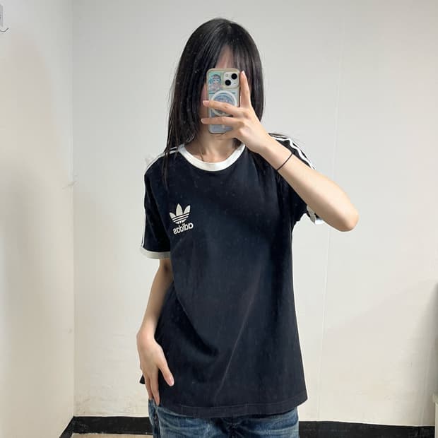 Adidas Firebird Black Ringer T-Shirt