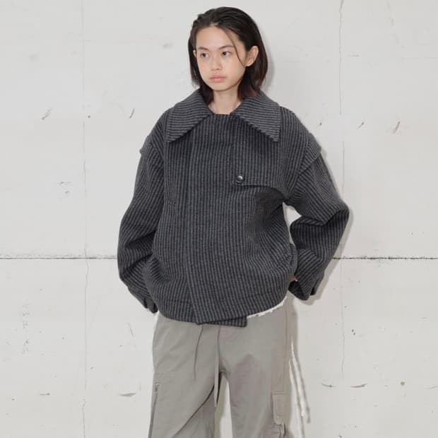 타입서비스 코트 Layered Half Coat [Charcoal]