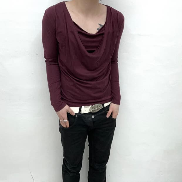 Tornado mart burgundy drape sleeve
