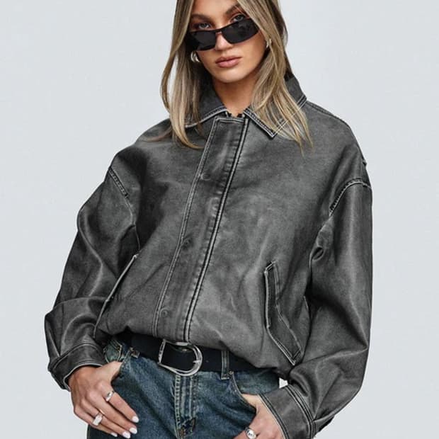 Lioness kenny leather bomber jacket 그레이