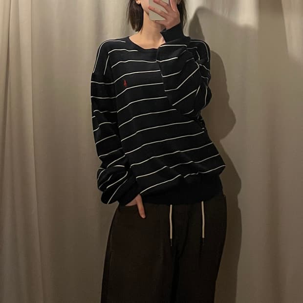 폴로랄프로렌 스트라이프 니트 네이비