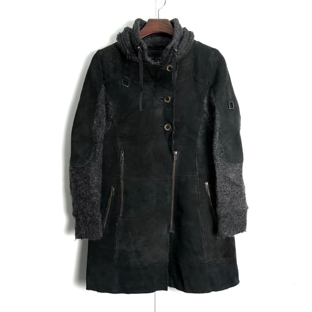 dw2r 레더 패치워크 코트