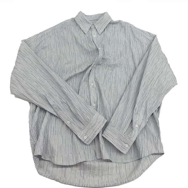 논노드 플렉시블 스트링 턱트 스트라이프 셔츠 네이비 1사이즈