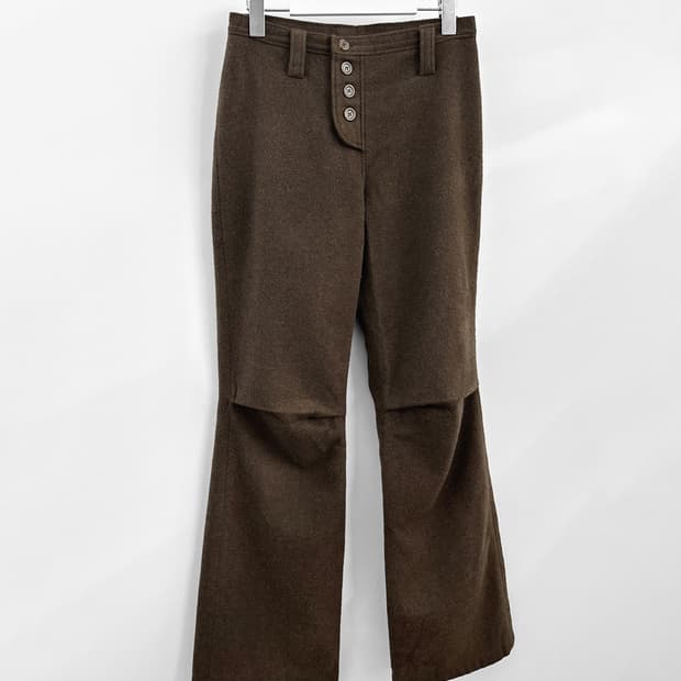 빈티지 밀리터리 디테일 울 블랜드 플레어 팬츠