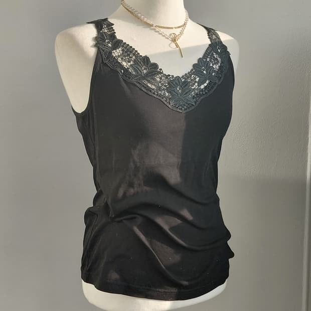 [일본빈티지] 레이스 블랙 끈나시