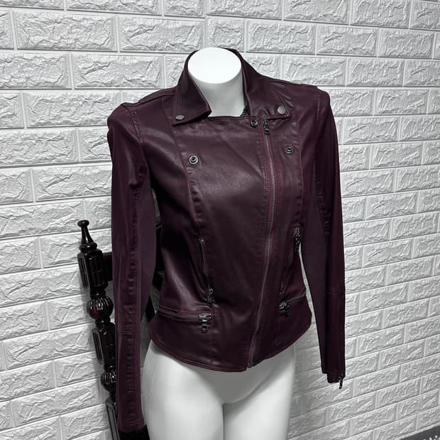 아르마니 코티드 버건디 라이더 자켓