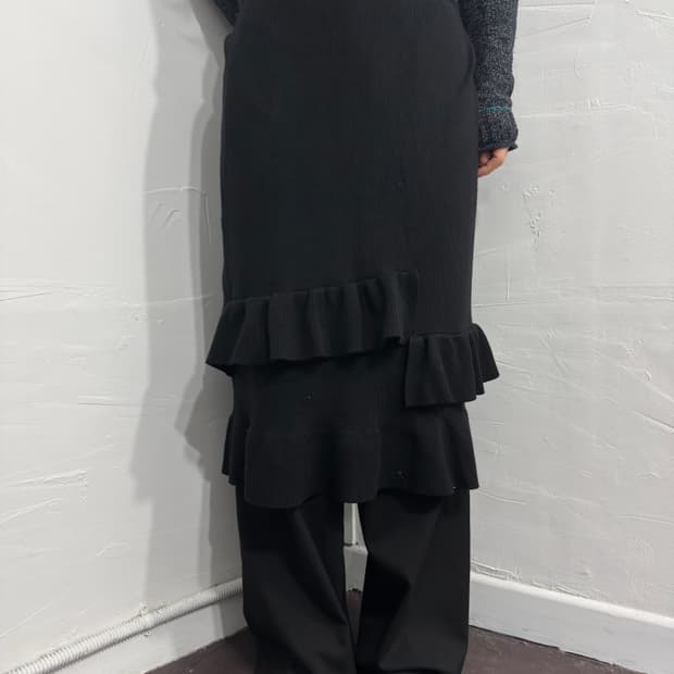 frill detail midi skirt