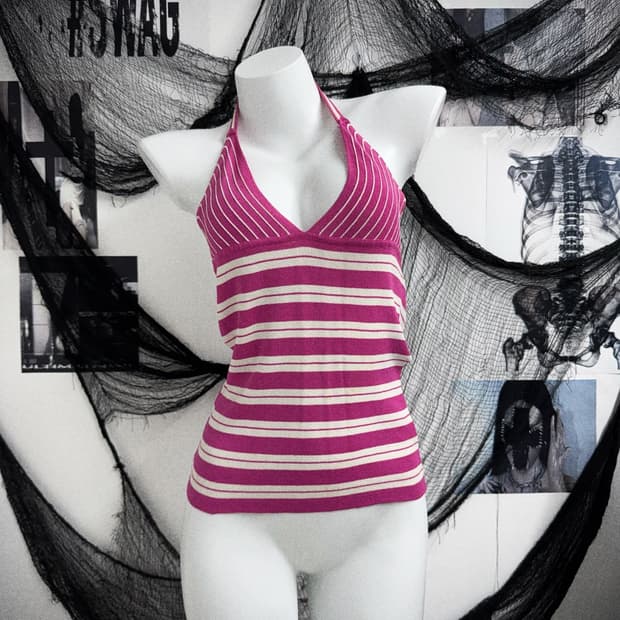 00s stripe halterneck camisole