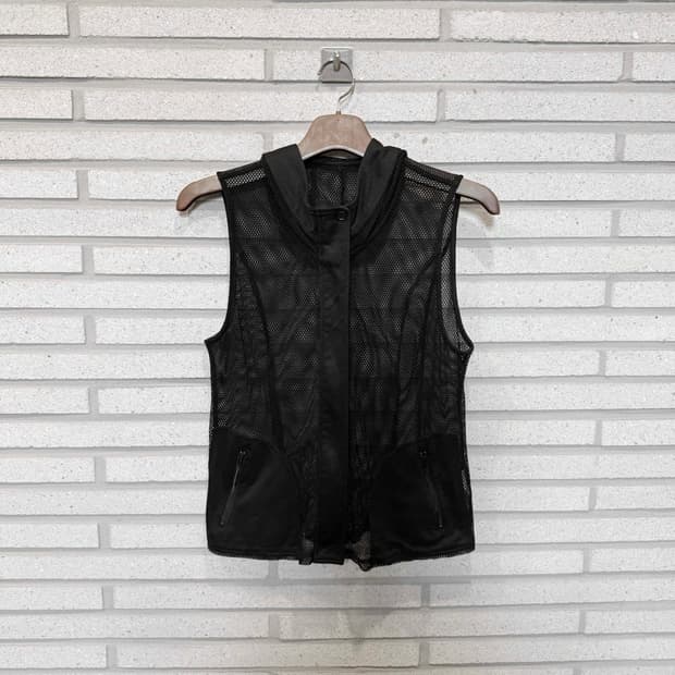 JPN VINTAGE 베스트 후드 그물망 디테일 블랙