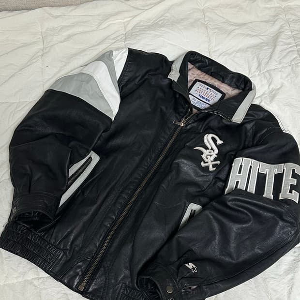90s 스타터 시카고 화이트 삭스 메이저리그 가죽자켓 점퍼 라지