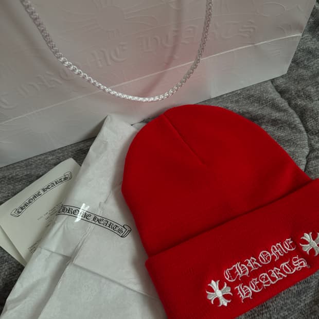 크롬하츠 로고 비니 레드