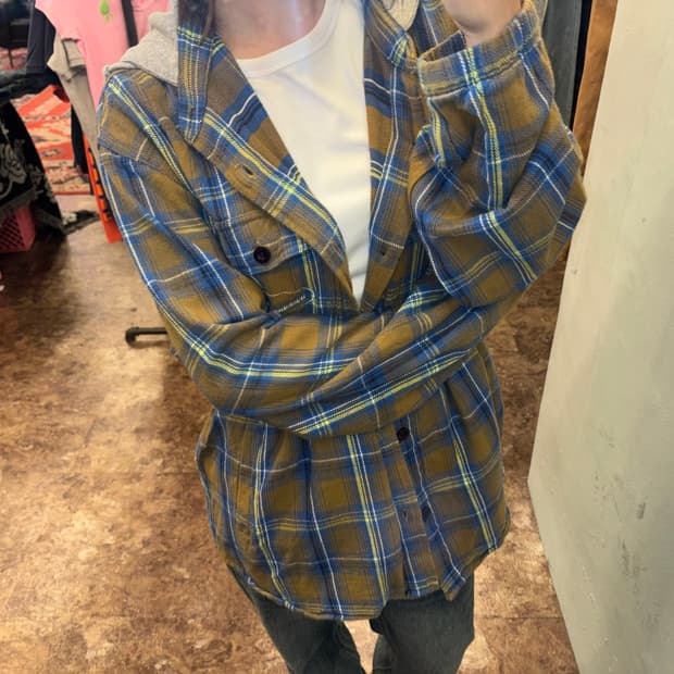 디스이즈네버댓 체크 후드 셔츠 자켓