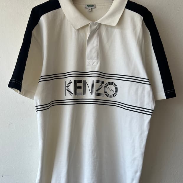 KENZO 겐조 남성 아이보리 카라 반팔티셔츠 
